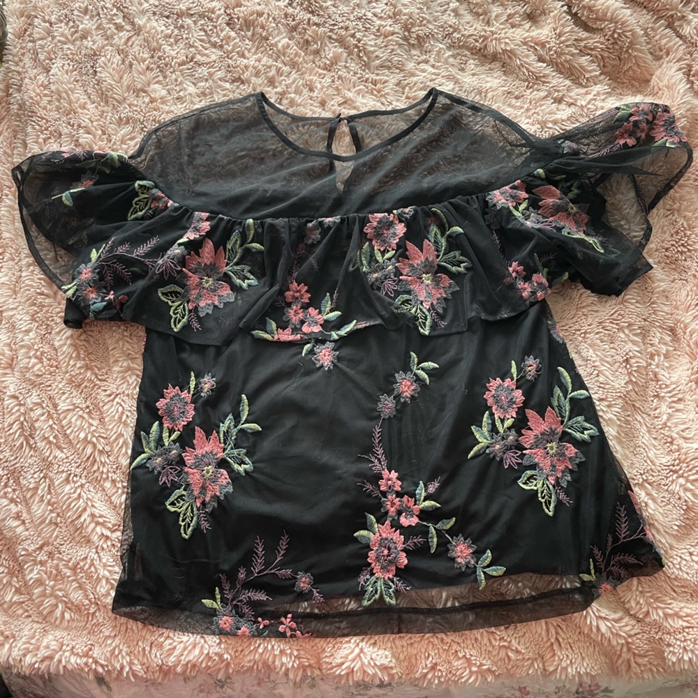 BB Dakota Embroidered Ruffle Top